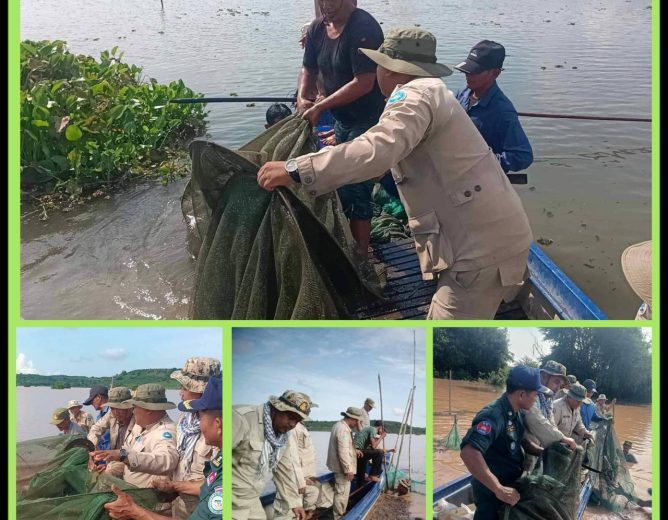 ខណ្ឌរដ្ឋបាលជលផលកំពង់ចាម បានសហការជាមួយអាជ្ញាធរឃុំព្រែកបាក់ ចុះប្រតិបត្តិការត្រួតពិនិត្យ និងបង្រ្កាបបទល្មើសជលផល បានចំនួន ០៣ករណី ឃុំព្រែកបាក់ ស្រុកស្ទឹងត្រង់